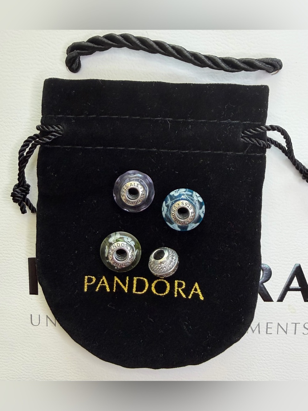 Pandora Floral Glass & Sterling Silver Charms - Blue, Green, Purple, Silver